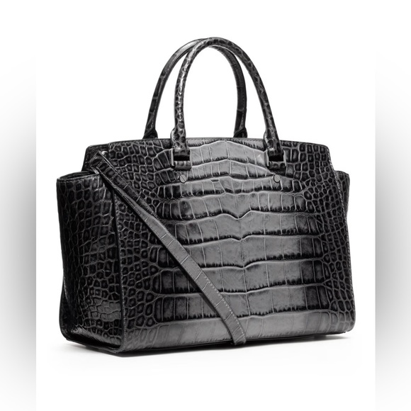 Michael Kors Large Croc Embossed Selma Satchel - Picture 2 of 9